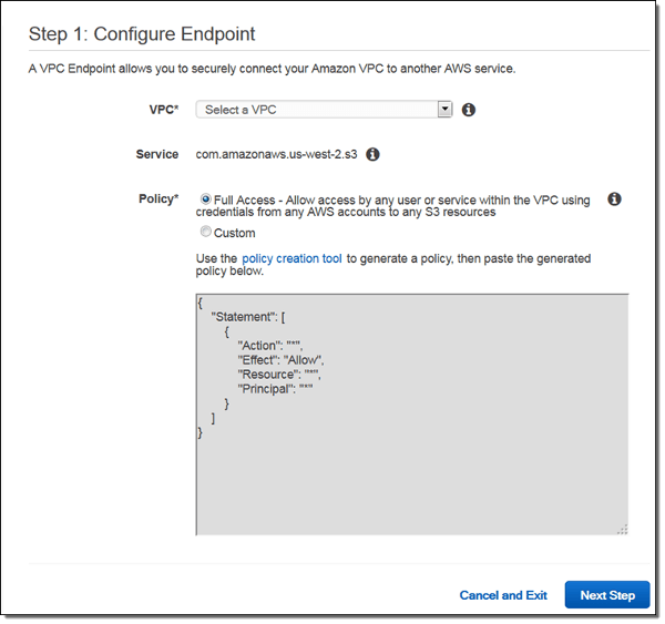 VPC Config endpoint